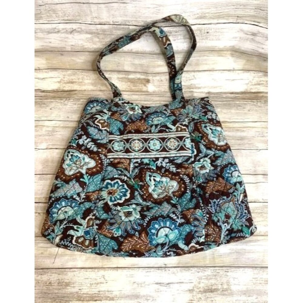 Vera Bradley Floral Quilted Tote Bag‎ With Interior Pockets & Magnetic Closure
